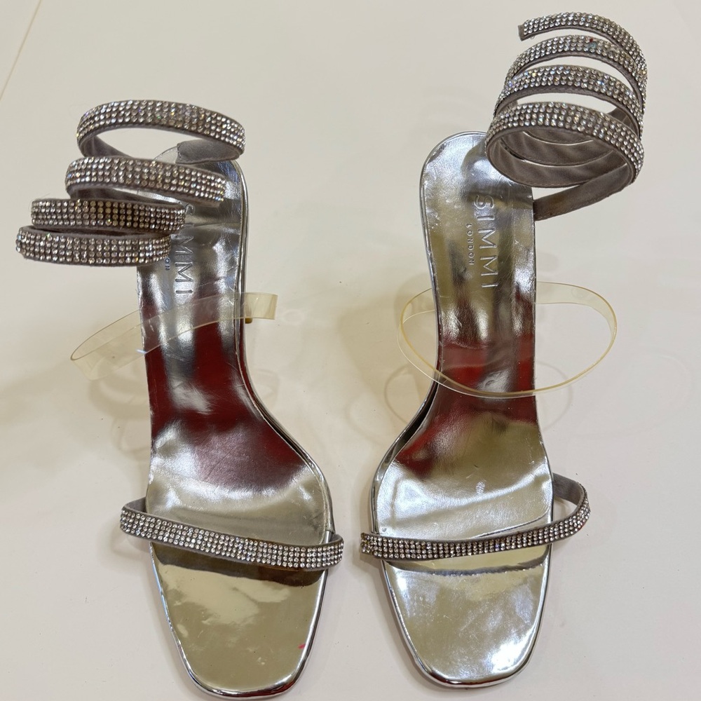 Elegant Silver Strappy Heels